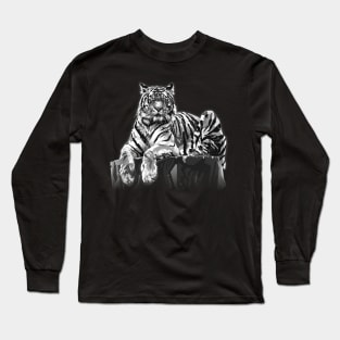 Tiger illustration in Black and White Long Sleeve T-Shirt